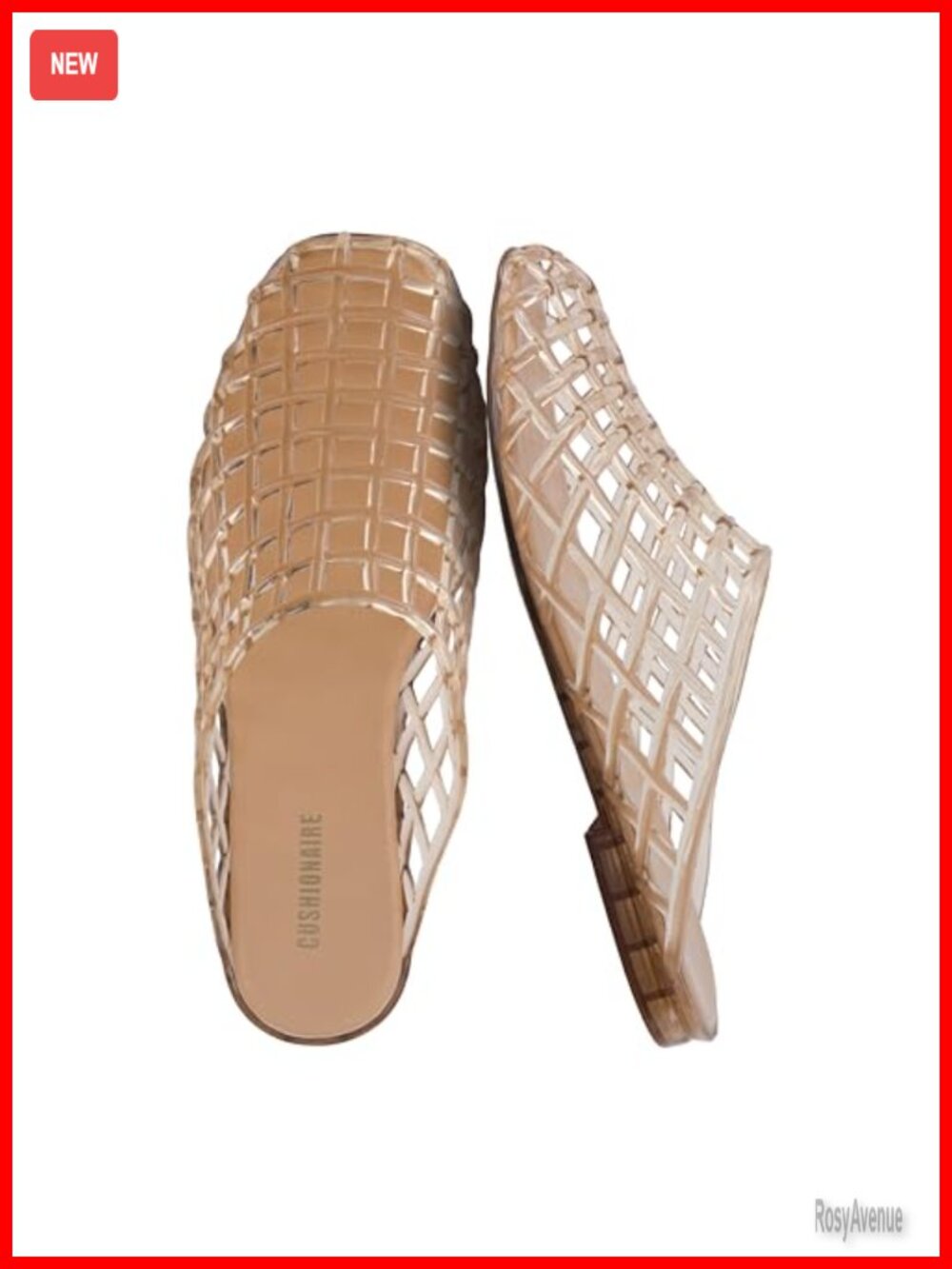 Cushioned Woven Jelly Flats for Women Slip On Lightweight Mules